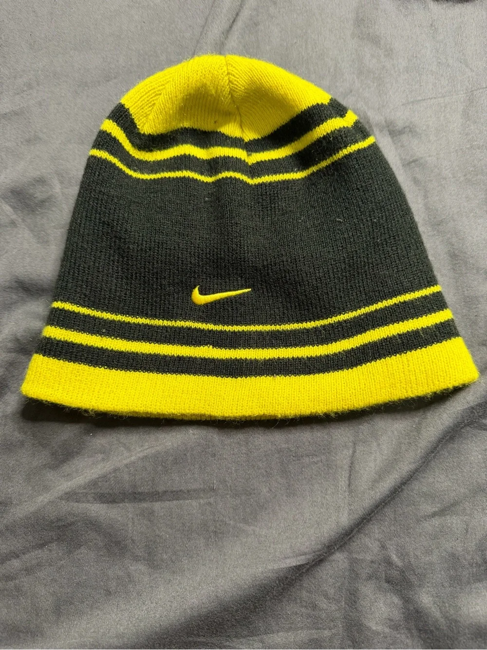 Nike Kids Black & Yellow Striped Knit Hat